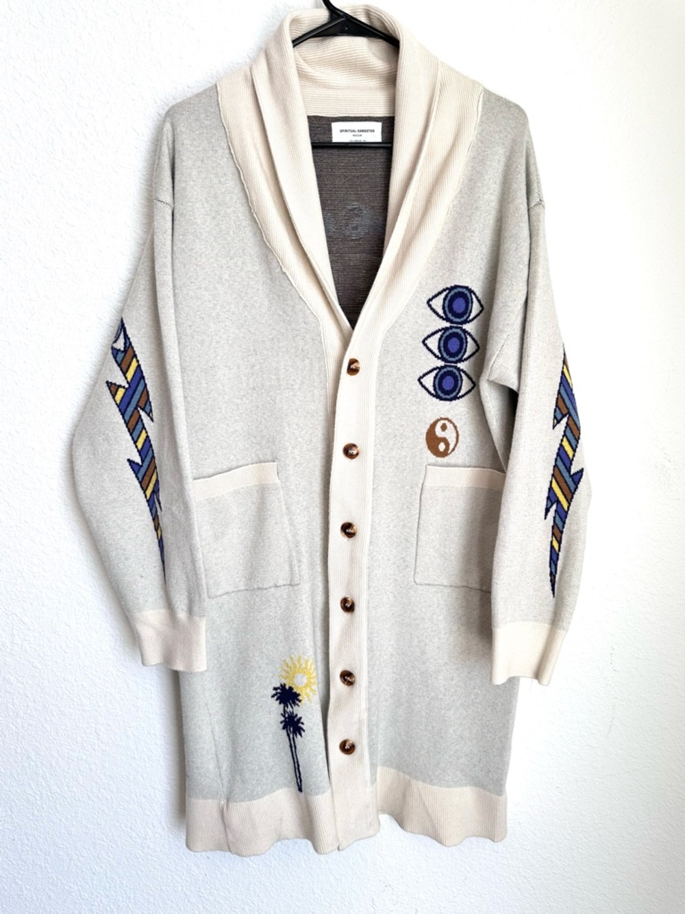 Anthropologie Spiritual Gangster Grateful Sky Estelle Long Cardigan Medium boho - Picture 6 of 15